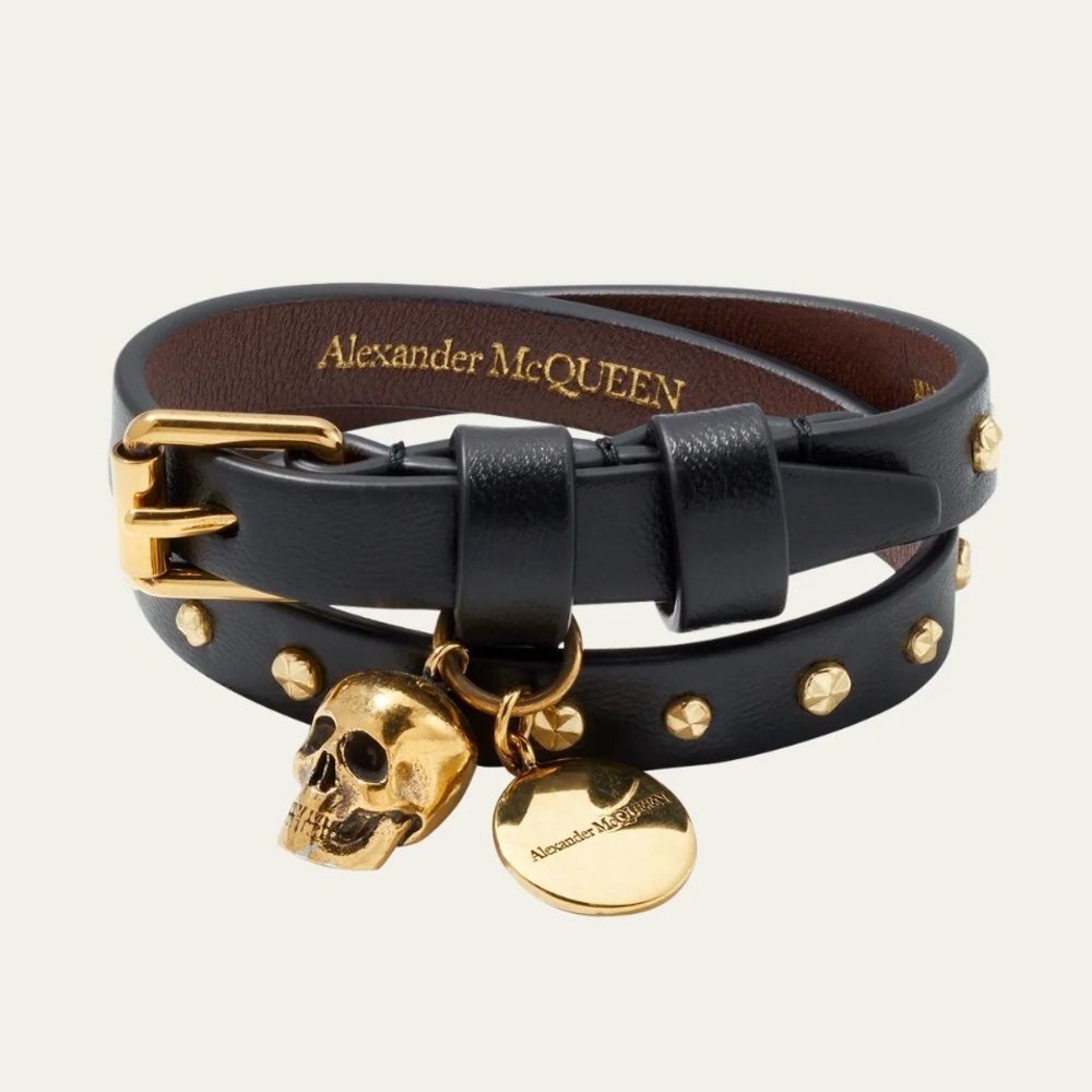 AUTH Alexander McQueen Skull Logo Wrap Bracelet